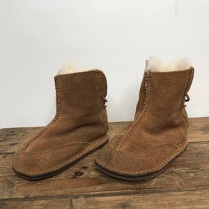 Ugg Infant Boo Suede Lace Back Crib Baby Shoes Booties
